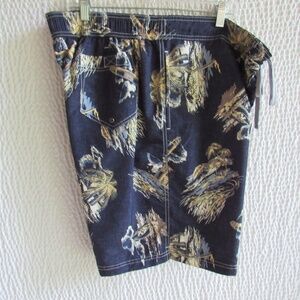 Lands End Mens Swim Trunks VENTED XL 40 42 Blue Gray Zip Cargo Pocket New